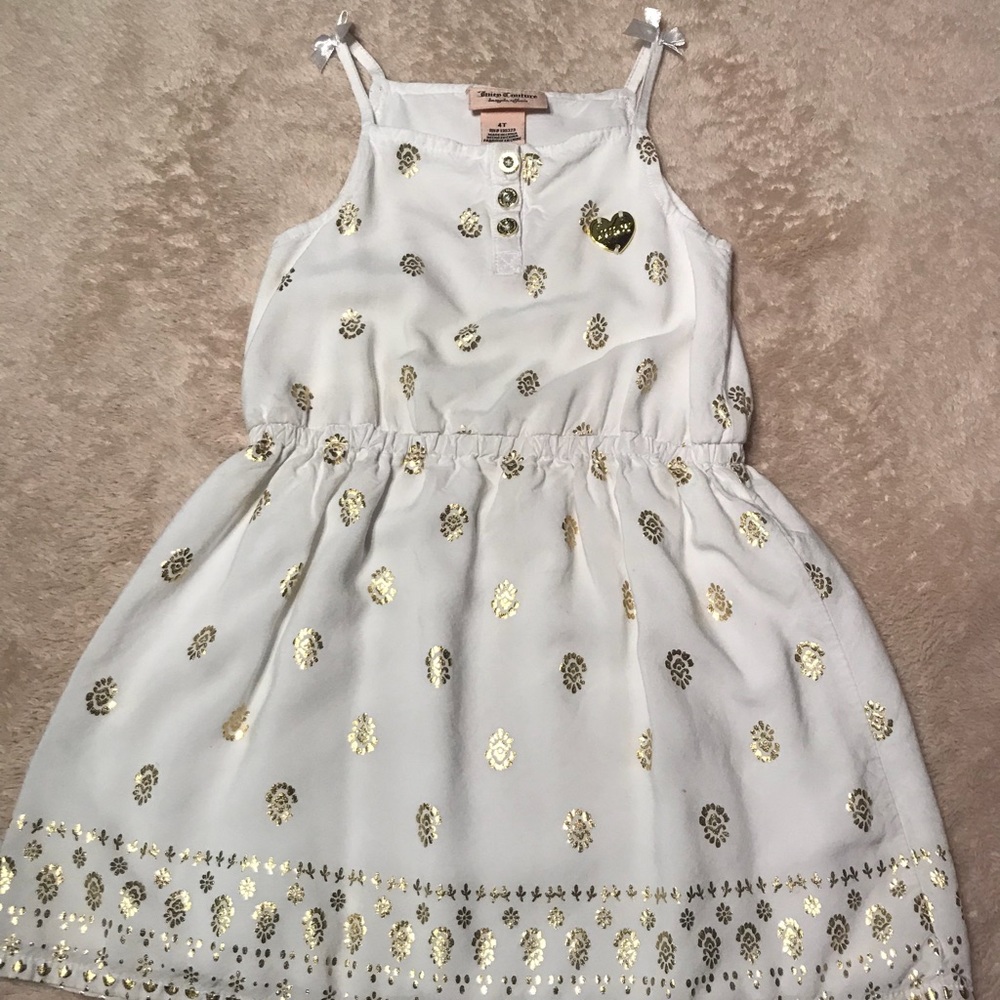 White/gold girls sun dress
